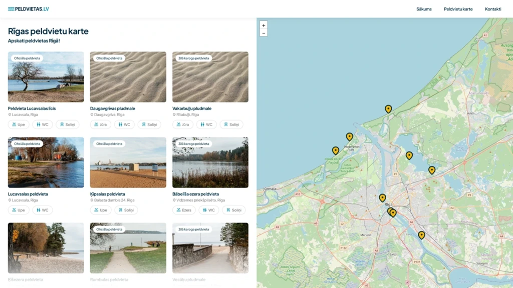 Projekta “Peldvietas” mājaslapa