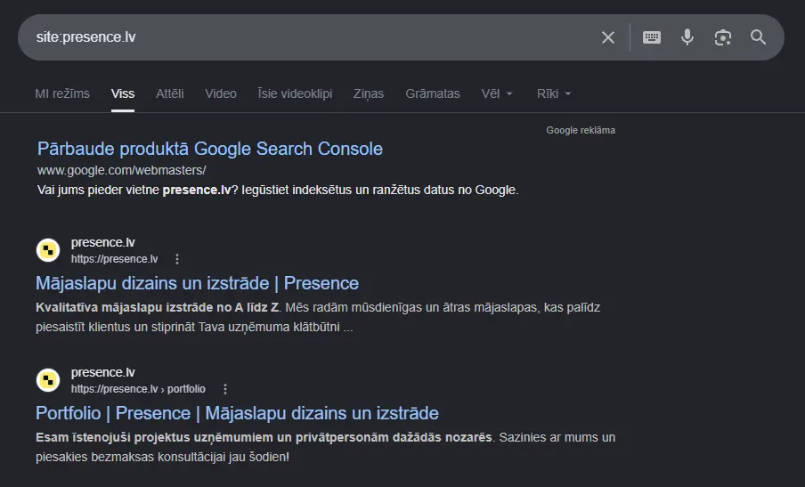 Indeksēšanās Google meklētājā