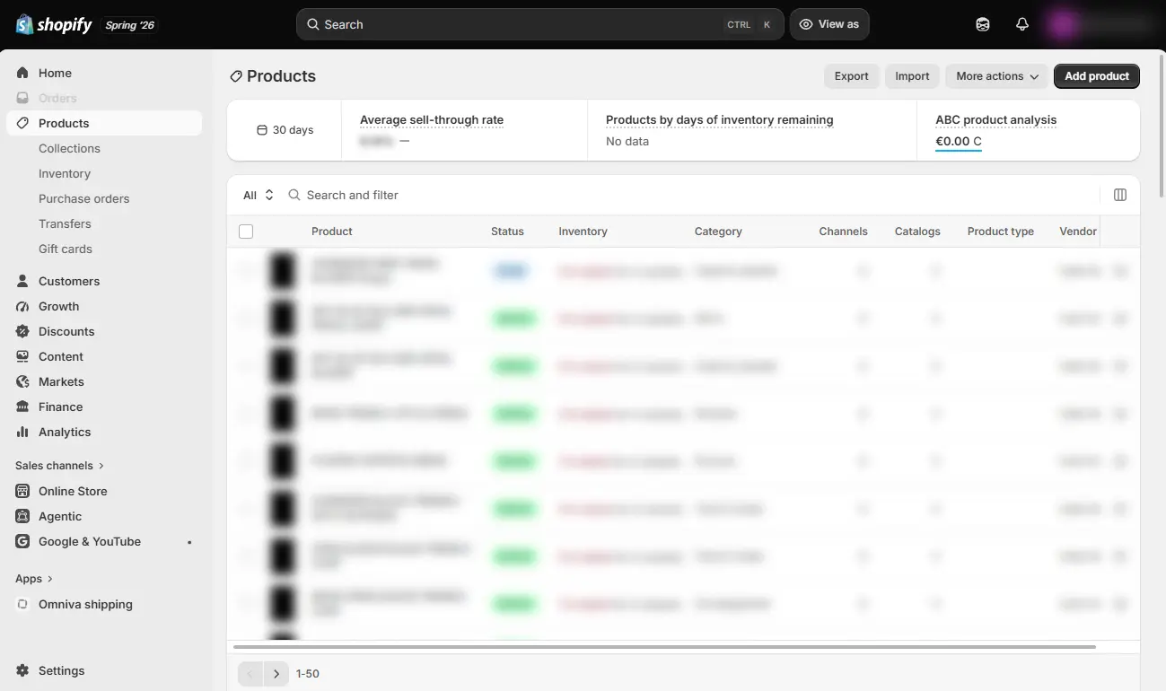 Shopify produktu pārskatīšana